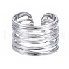 Non-Tarnish 304 Stainless Steel Multi-string Open Cuff Ring RJEW-T023-30P-1