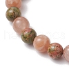 Natural Unakite & Multi-Moonstone Round Beaded Stretch Bracelets for Men Women BJEW-JB11951-01-3