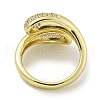 Brass Micro Pave Cubic Zirconia Cuff Ring RJEW-E296-04G-3