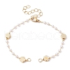 Imitation Pearl & Flower Brass Link Chain Bracelet Making AJEW-JB01150-35-1