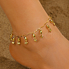 Vintage Ethnic Style Brass Heart Tassel Anklets for Women TZ4948-1