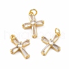 Rack Plating Brass Micro Pave Cubic Zirconia Pendants KK-E281-15G-2