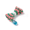 Glass Seed Beaded Bowknot Pendants PALLOY-MZ00553-01-3