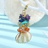 Electroplate Shell Pendant Decorations HJEW-TA00070-01-3