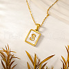 Rectangle Stainless Steel Pave Natural White Shell Initial Pendant Necklaces for Women FS-WGB5EDA-19-1