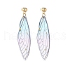 Resin Butterfly Wing Dangle Stud Earrings EJEW-JE05047-4