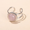 304 Stainless Steel & Natural Rose Quartz Cuff Rings FS-WGDE3F0-07-1