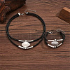 Bohemian Style Oval Alloy & Imitation Leather Wax Cord Double Layer Necklaces & Bracelets Sets for Women FS-WG56800-01-1