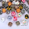 Colorful Pattern Printed Silicone Focal Beads SI-JX0022A-05-2