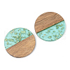 Transparent Resin & Walnut Wood Pendants RESI-S389-025A-B02-2