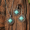 Bohemian Style Alloy & Synthetic Turquoise Pendant Necklaces & Dangle Earrings Sets WG2E1B4-09-1