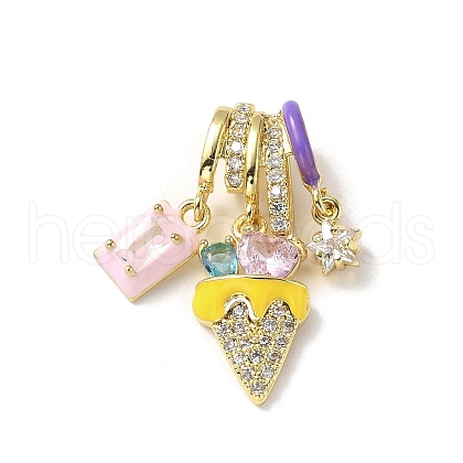 Brass Micro Pave Cubic Zirconia Pendants KK-D383-04G-03-1