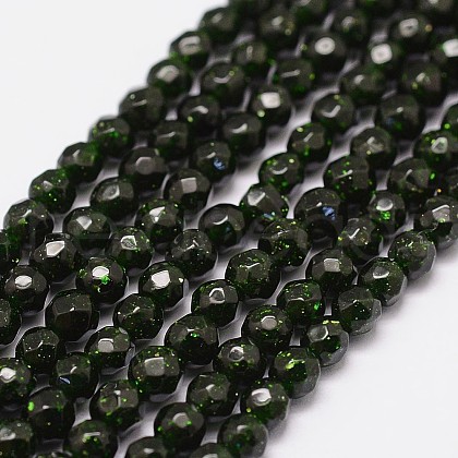 Synthetic Green Goldstone Beads Strands G-N0178-04-6mm-1