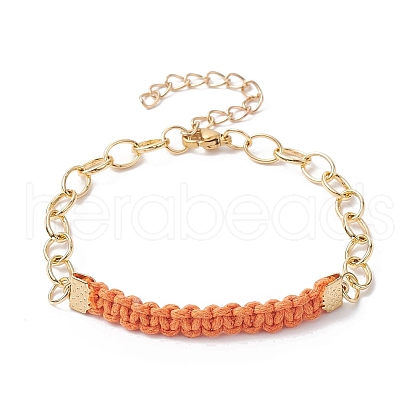 Waxed Cotton Cords Braided Link Bracelets BJEW-JB09963-04-1