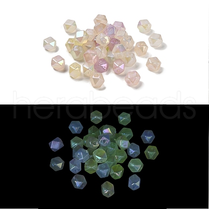 Polygon UV Plating Luminous Rainbow Iridescent Acrylic Beads LACR-R001-04A-1