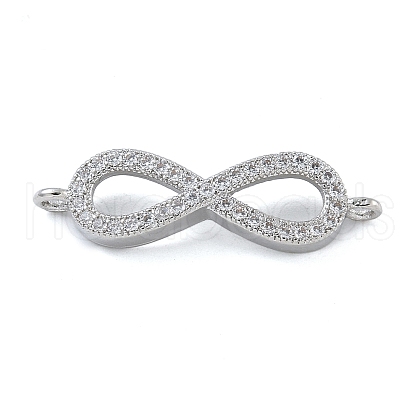 Rack Plating Brass Micro Pave Clear Cubic Zirconia Infinity Connector Charms KK-A234-079P-1