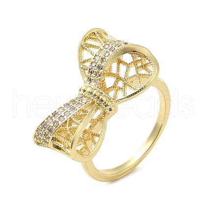 Rack Plating Brass Micro Pave Cubic Zirconia Finger Ring RJEW-C072-33G-G-1
