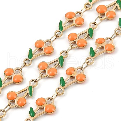 Ion Plating(IP) 304 Stainless Steel Enamel Cherry Link Chains CHS-Z003-01G-01-1