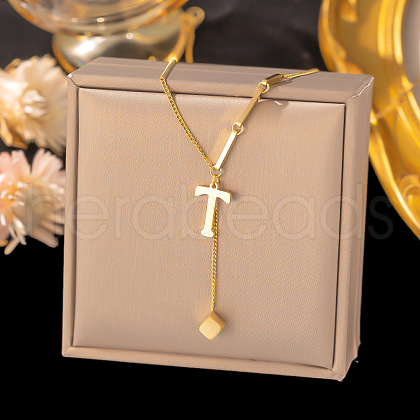 304 Stainless Steel Cube Initial Pendant Necklaces FS-WG9AF3A-11-1