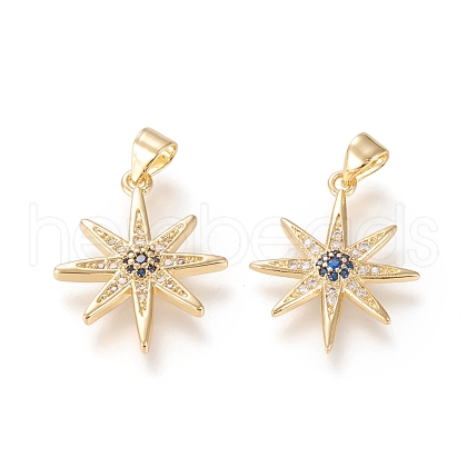 Brass Micro Pave Cubic Zirconia Pendants KK-M208-03G-1