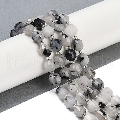 Natural Black Rutilated Quartz Beads Strands G-O201B-136G-1