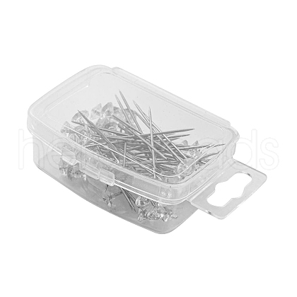 50Pcs Crystal Head Steel Sewing Craft Positioning Needles TOOL-NH0001-03A-1