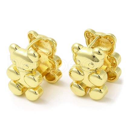 Rack Plating Brass Bear Hoop Earrings for Women EJEW-K249-04G-1