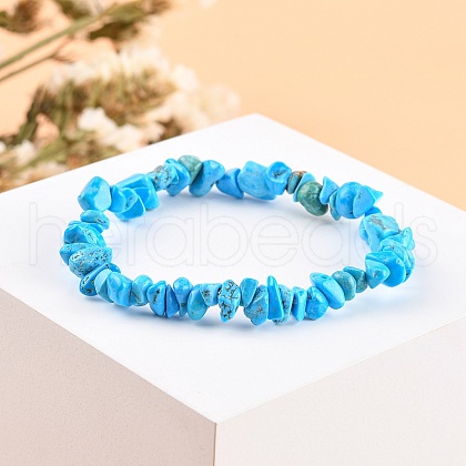 Howlite Chips Stretch Bracelets BJEW-JB01308-06-1