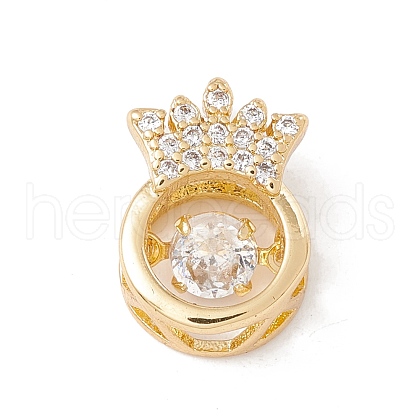 Brass Micro Pave Clear Cubic Zirconia Charms KK-G415-40G-1