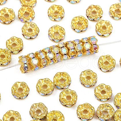 Brass Rhinestone Spacer Beads RSB028NF-02G-1