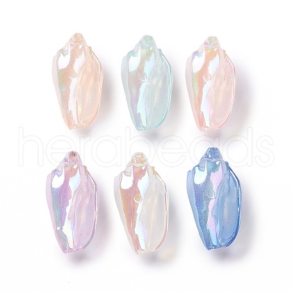 UV Plating Rainbow Iridescent Acrylic Beads OACR-E007-04-1