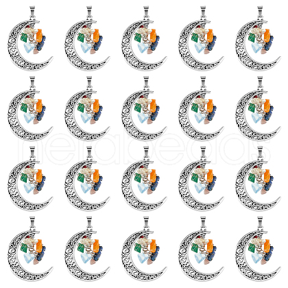 SUPERFINDINGS 20Pcs Natural Mixed Stone Pendants FIND-FH0005-55-1