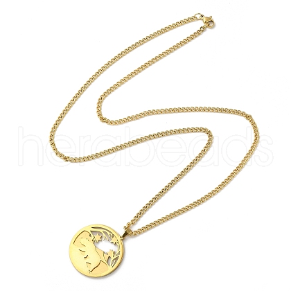 304 Stainless Steel Double Layer Pendant Necklaces NJEW-D047-05G-1