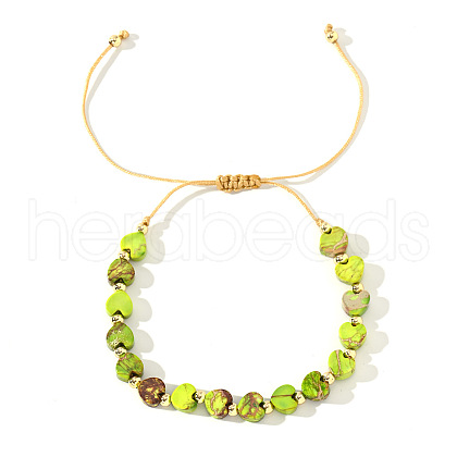 Heart Natural & Dyed Imperial Jasper Braided Bead Bracelets for Men Women QP8530-2-1