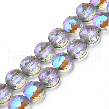 Electroplate Transparent Glass Beads Strands EGLA-N002-38-C02-1
