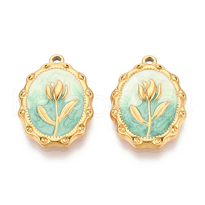 304 Stainless Steel Enamel Pendants STAS-N110-27E-G-1