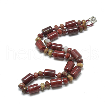 Natural Red Rainbow Jasper Beaded Necklaces NJEW-S392-19-1