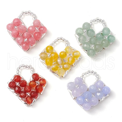 Natural Agate/Dyed White Jade/Green Aventurine Pendants PALLOY-MZ00335-1