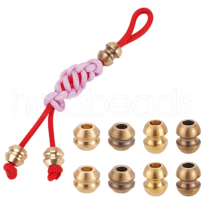  8Pcs 4 Styles Outdoor EDC Tool Brass Parachute Rope European Beads KK-NB0003-64-1