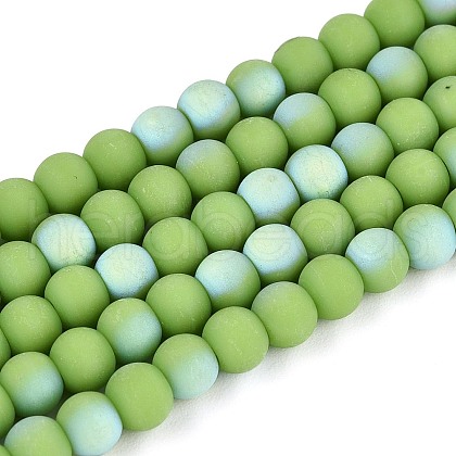 Frosted Opaque Glass Beads Strands GLAA-T032-P4mm-MBB06-1