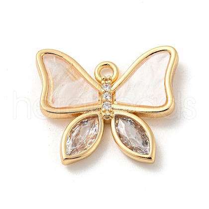 Brass Micro Pave Cubic Zirconia Pendants KK-P250-14G-1