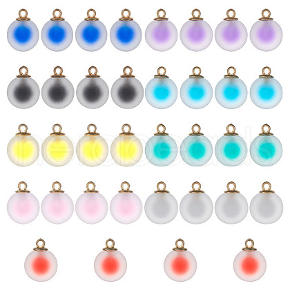  36Pcs 9 Colors Frosted Resin Pendants RESI-NB0001-82-1