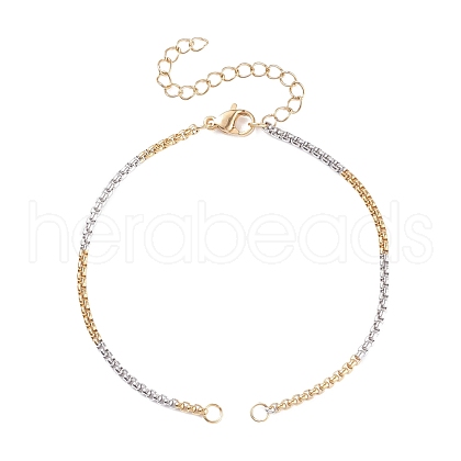 304 Stainless Steel Box Chains Bracelet Making AJEW-JB01113-01-1