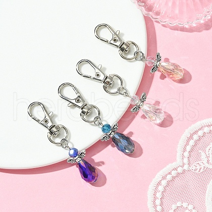 Angel Glass & Alloy Pendant Decoration HJEW-YW00026-01-1