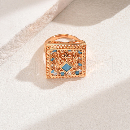 Brass Micro Pave Cubic Zirconia Finger Rings for Women RI6796-3-1