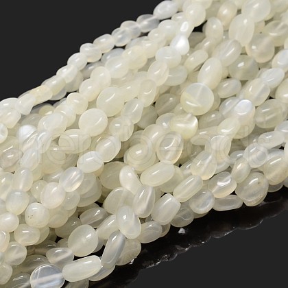 Natural White Moonstone Nuggets Beads Strands X-G-J335-45-1