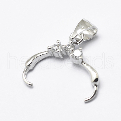 Anti-Tarnish Rhodium Plated 925 Sterling Silver Micro Pave Cubic Zirconia Pendant Bails STER-P034-35P-1