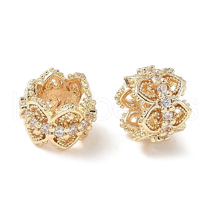 Brass Micro Pave Cubic Zirconia European Beads KK-A254-11G-1