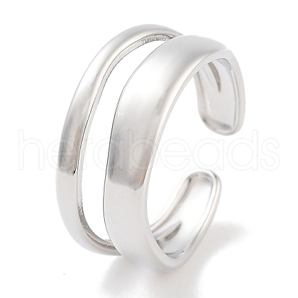 Non-Tarnish 304 Stainless Steel Open Cuff Rings for Women RJEW-K273-15P-1