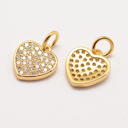 Brass Micro Pave Grade AAA Cubic Zirconia Charms X-ZIRC-G090-25G-NR-1